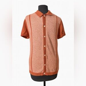 Abercrombie & Fitch Featherweight Rust Knit Button Front Shirt XS Short Sleeve